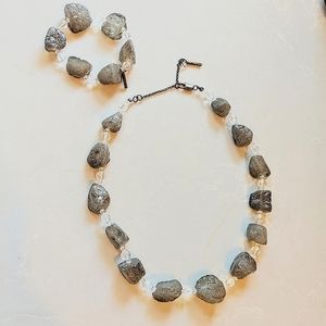 Chunky Gray Statement Necklace & Bracelet by KENNETH COLE